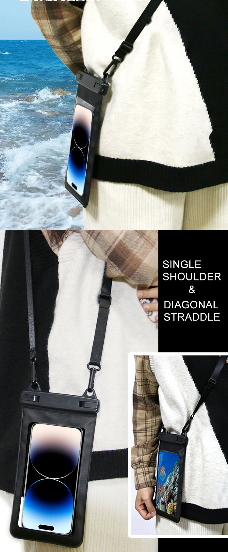 Bolsa Impermeable Premium IPX8 con Doble Hebilla – Black Edition (Fotografía Subacuática HD | Táctil Total)