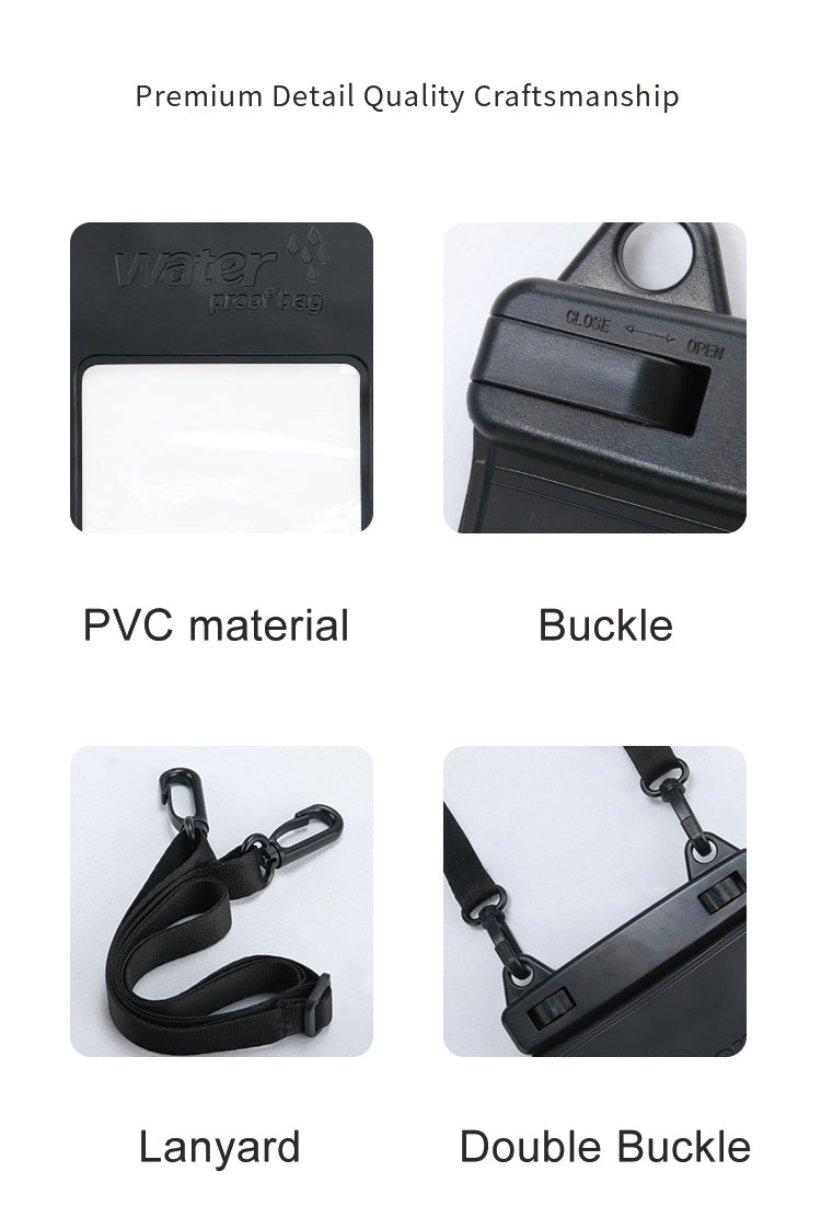 Bolsa Impermeable Premium IPX8 con Doble Hebilla – Black Edition (Fotografía Subacuática HD | Táctil Total)