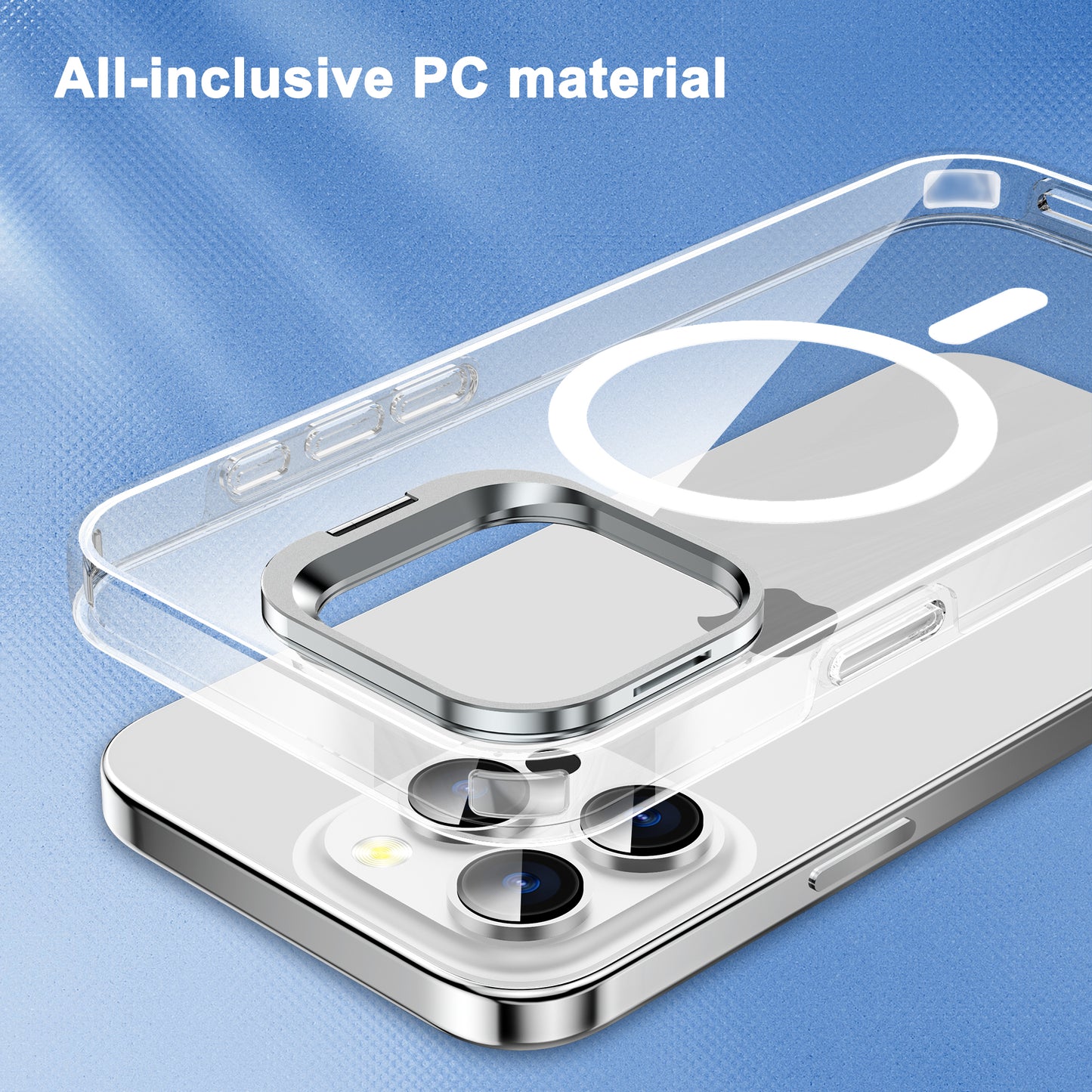 Funda Transparente MagSafe con Soporte Metálico 360° para iPhone