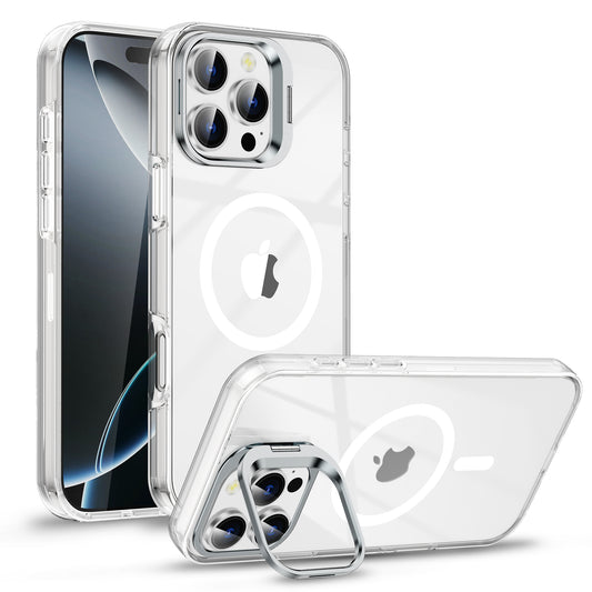 Funda Transparente MagSafe con Soporte Metálico 360° para iPhone