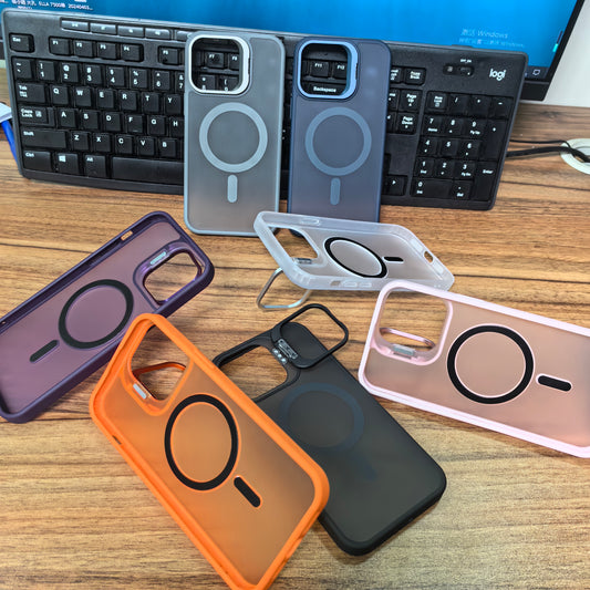 Funda Elegante de Doble Capa con Soporte Giratorio MagSafe