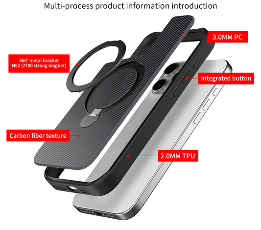 Funda Premium de Fibra de Carbono con MagSafe 360°