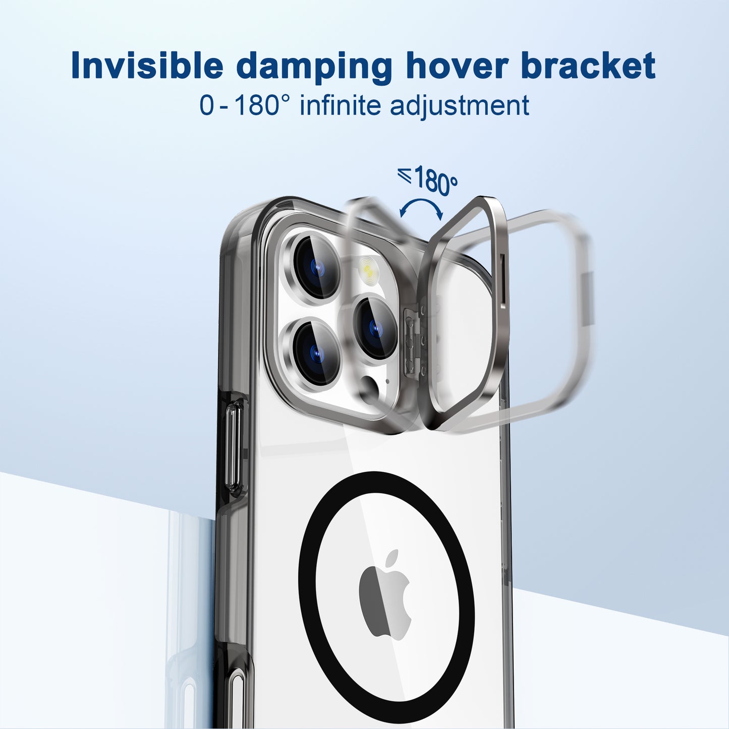 Funda Transparente MagSafe con Soporte Metálico 360° para iPhone