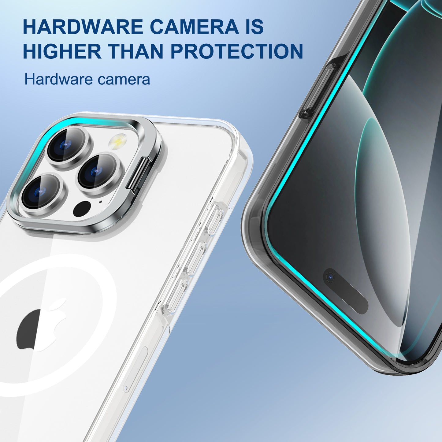Funda Transparente MagSafe con Soporte Metálico 360° para iPhone