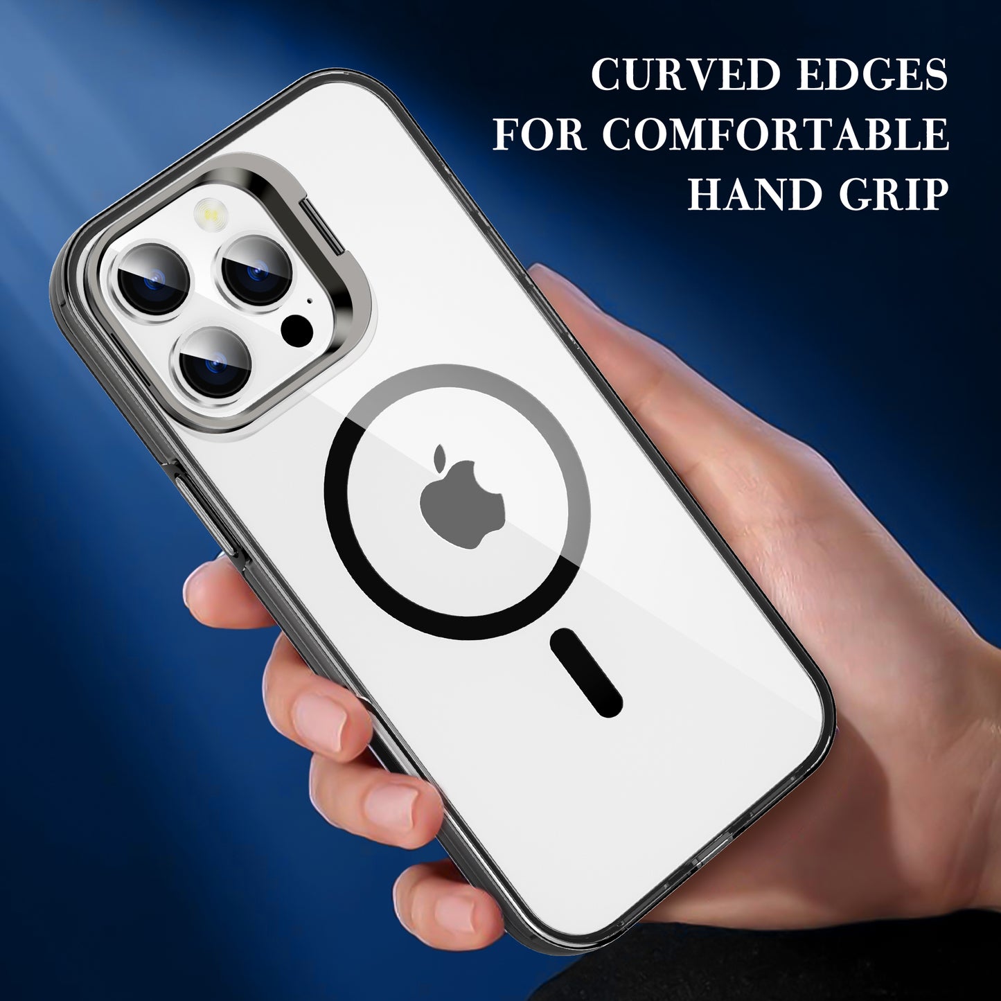 Funda Transparente MagSafe con Soporte Metálico 360° para iPhone