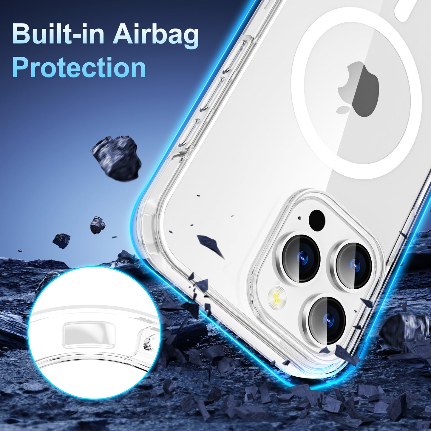 Funda MagSafe Transparente con Airbag y Protección Elevada para Cámara